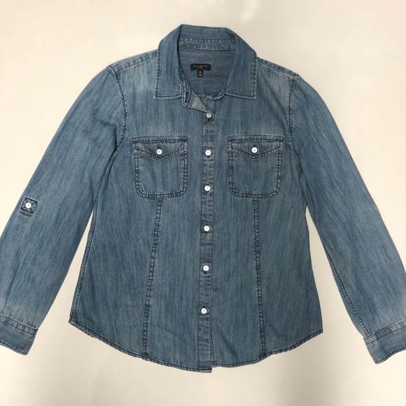 Talbots shirt denim button down size 6Petite - Picture 3 of 7